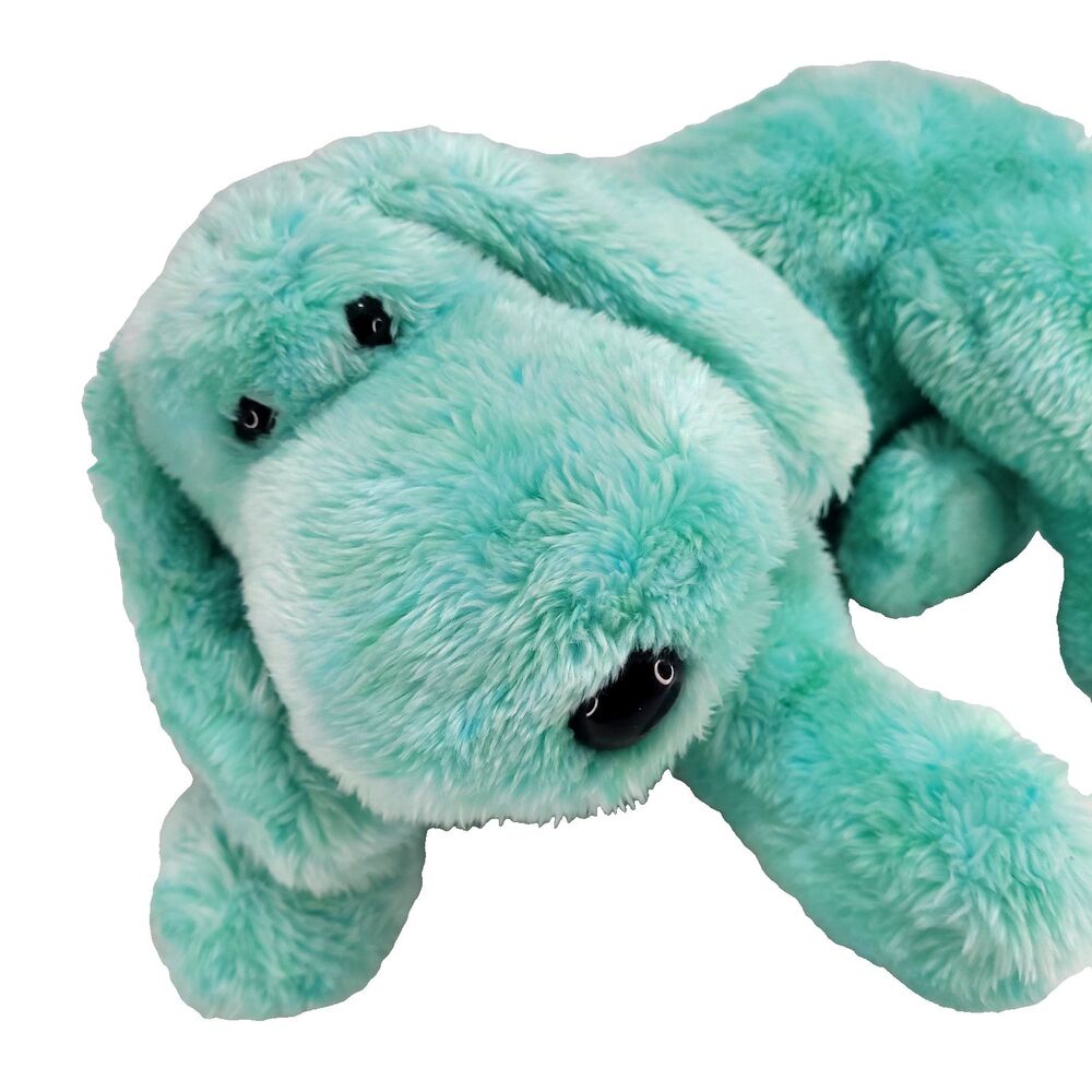 Beanie Buddies Floppy‎ Retired Diddley Dog Plush 14" Green Stuffed Puppy Laying